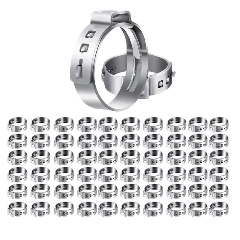 60PCS 1/2 Inch PEX Clamps, Stainless Steel Single Ear Hose Clamps