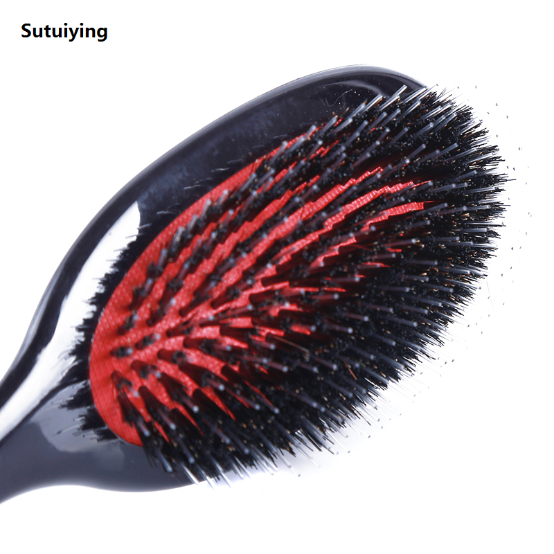 Sutuiying 1PC Oval Boar Bristle Nylon Hair Comb Mini Anti-static Hair 【2025 Version】 Scalp Massage Comb Hairbrush Salon Hair Brush Styling Tools