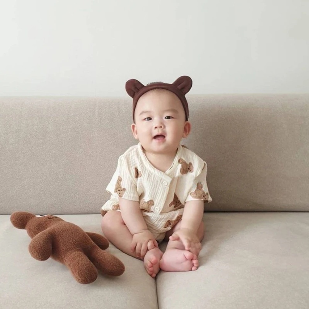 Cute Cotton Baby Headband Soft Fontanelle Protection Hair Bands Elastic Cartoon Ears Turban Baby