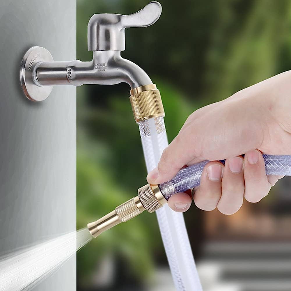Spray Nozzle Water Gun Brass High Pressure Direct Spray Sprinkler Quick Connector 1/2'' Garden Hose Adjustable Pressure Washer
