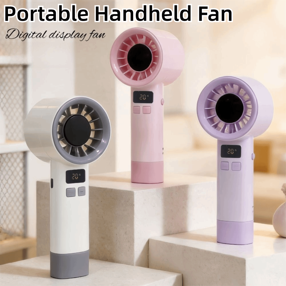 Compact 199 Wind Speeds Portable Hand Fan Rechargeable LED Digital Display Electric Eyelash Fan Adjustable Quiet Operation Mini Bladeless Personal Fan Travel