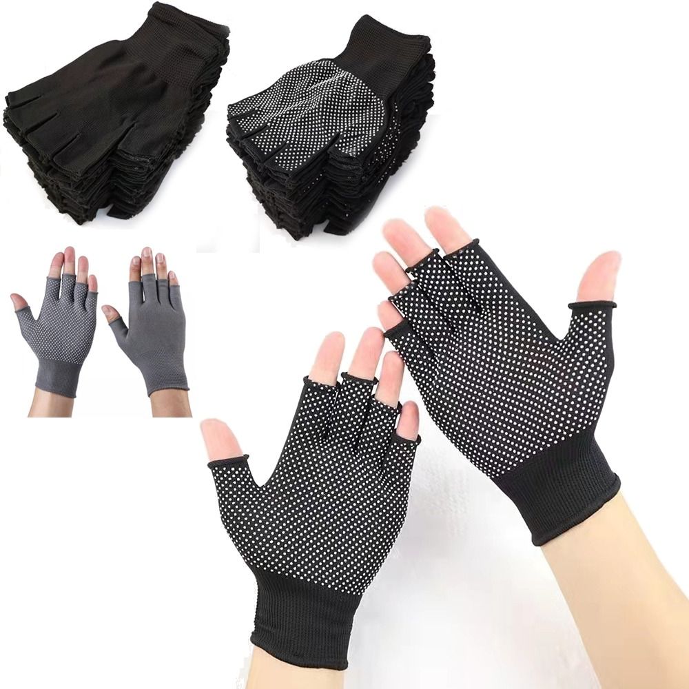 Spring Summer Sports Stretch Sun Protection Driving Biking Mittens Anti-Slip Fishing Gloves Two Half Fingers