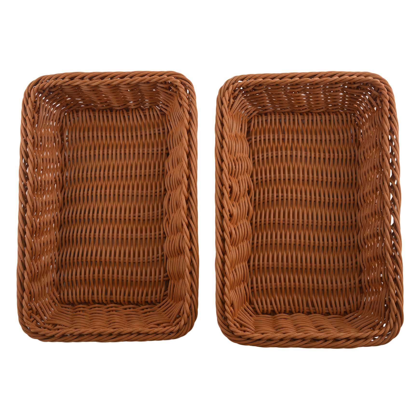 NAMUNY 2 Pcs Rectangular Basket for Table or Counter Display for Bread,Fruits and Vegetables Wicker Baskets for Markets,Bakery
