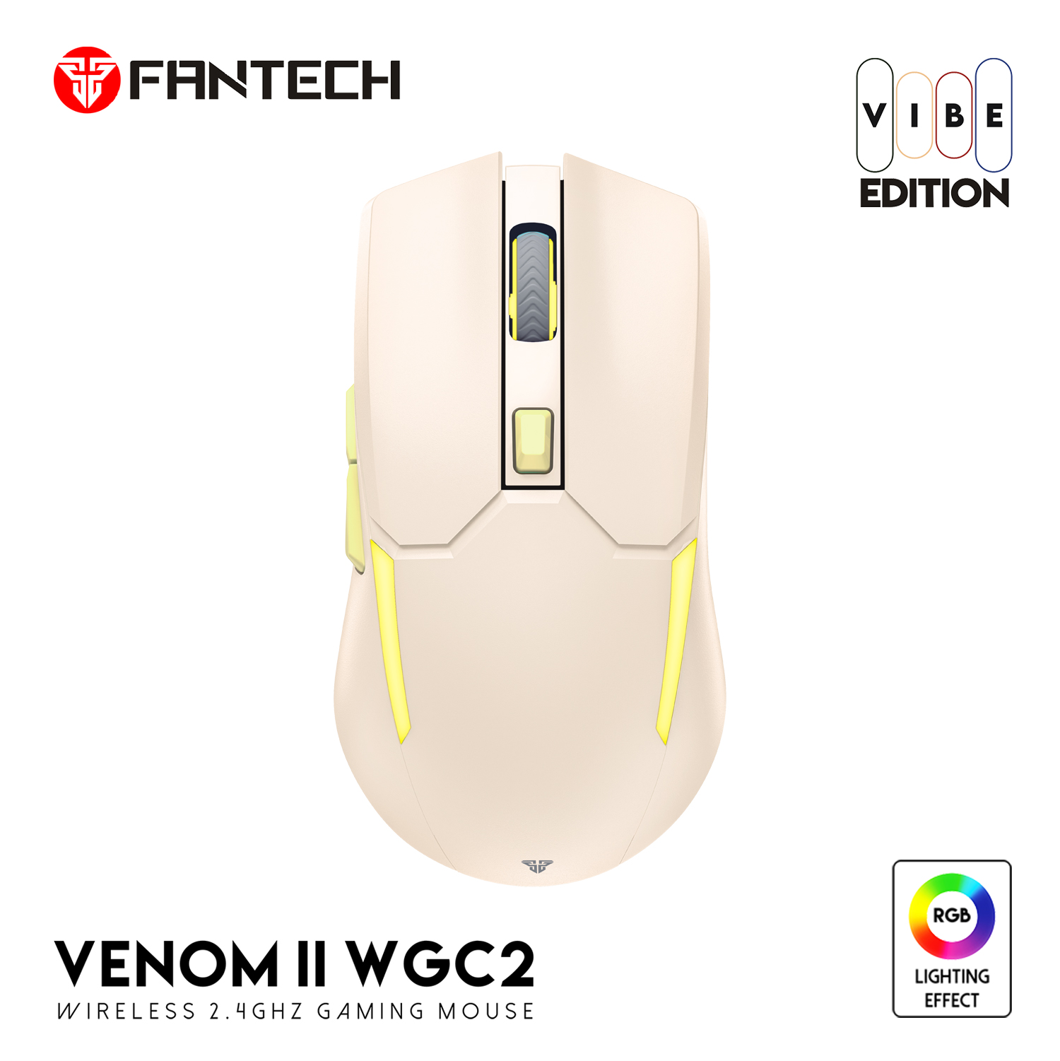 Fantech Crypto II WG7V2RD Wireless Gaming Mouse | RGB | Rechargeable BLACK