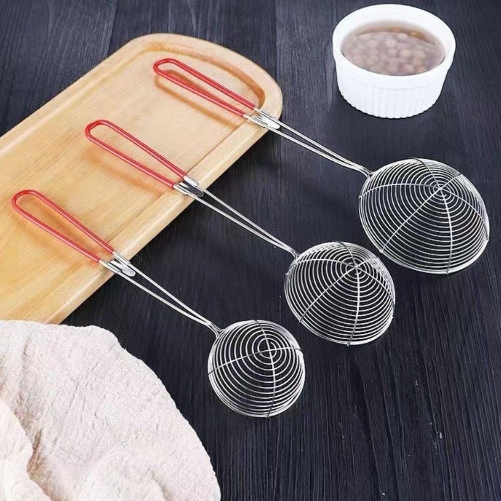 New Stainless Steel Pearl Colander Large 6cm 8cm 10cm Milk Tea Spoon Rustproof Safe Pearl Spoon Filter Kitchen Gadgets