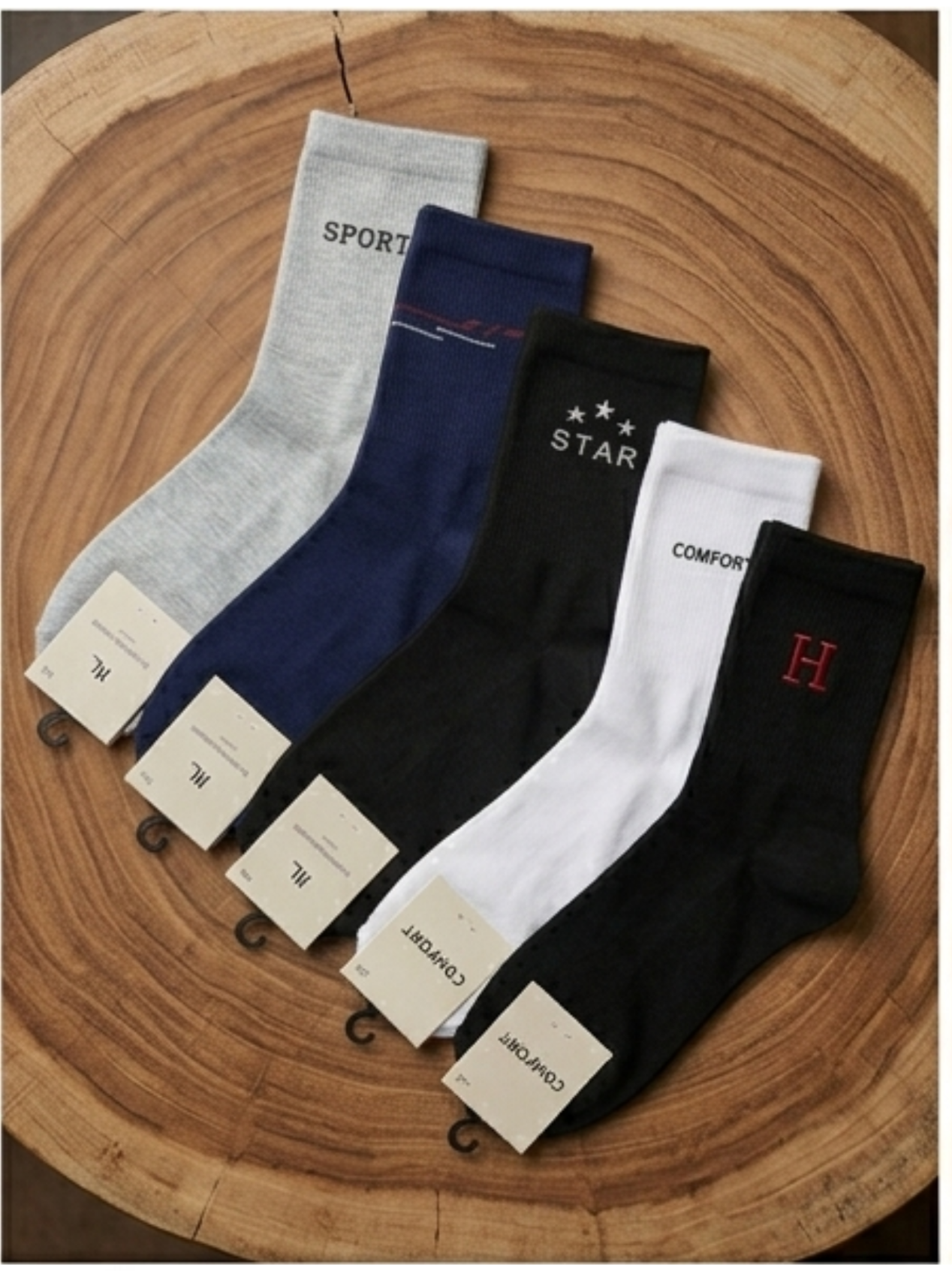 Pack Of 5 Pairs Solid Summer Mid Calf Socks For Men