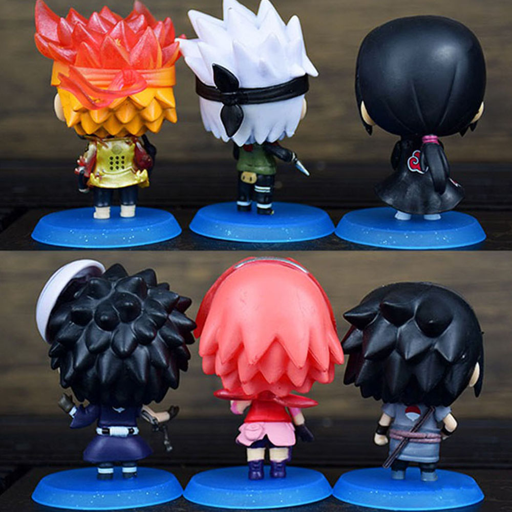 Vylon Hot 6pcs/set Naruto Shippuden Anime figure Hinata Sasuke Itachi Kakashi Obito action Figures Q Version PVCToys Dolls Kid Gift