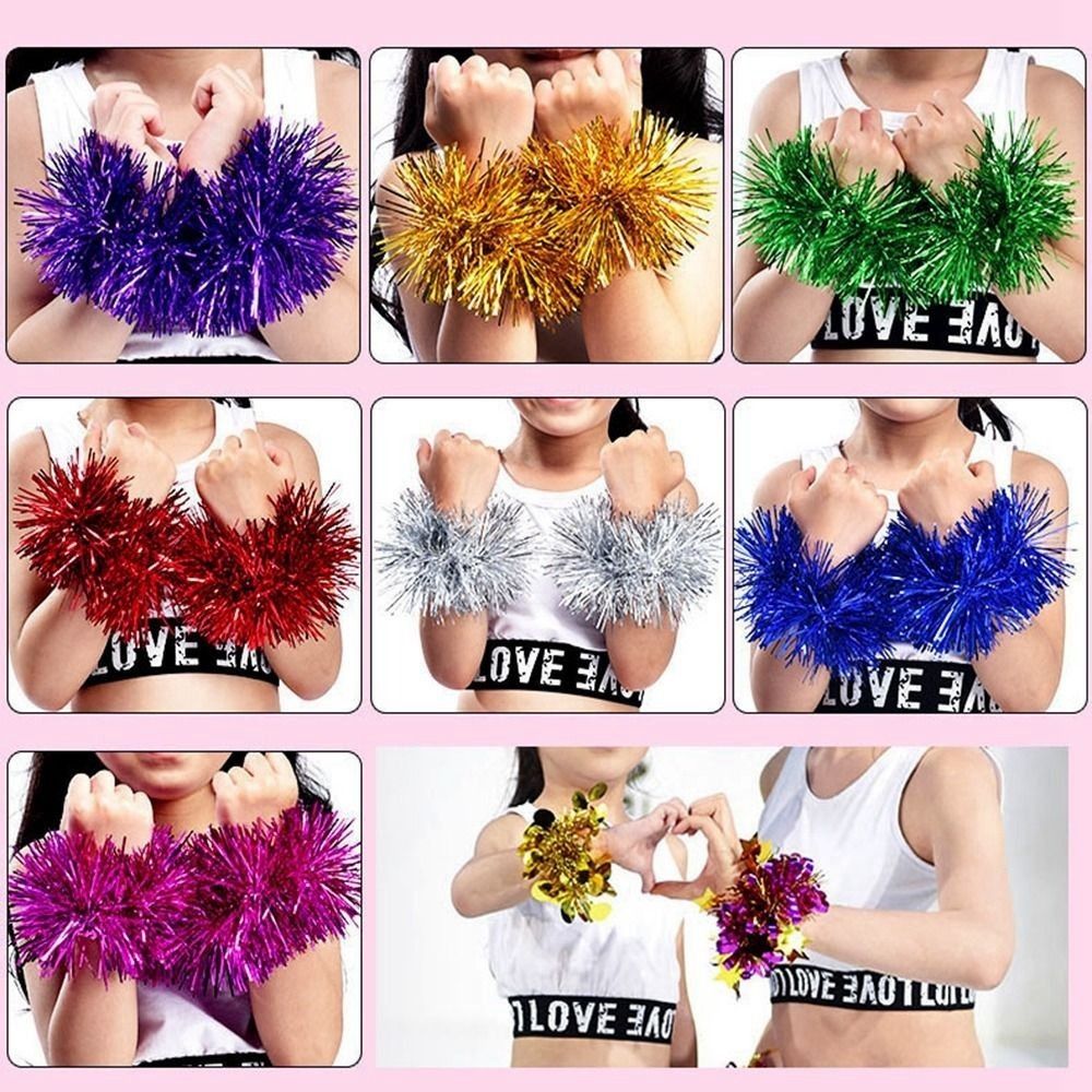 2pcs New Apply to Sports Sports Game Pompoms 10 Styles Cheering Flower Ball Performance Flower Sports Games Bracelet