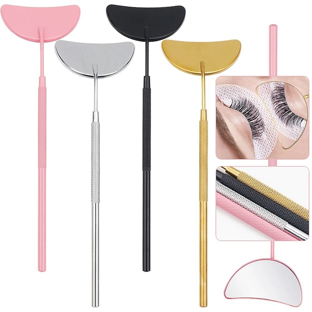 Portable Checking False Lashes Eyelash Extension Mirror Semicircle Detachable Lash Lifting Makeup Mirror Stainless Steel Beauty Tool Accessories