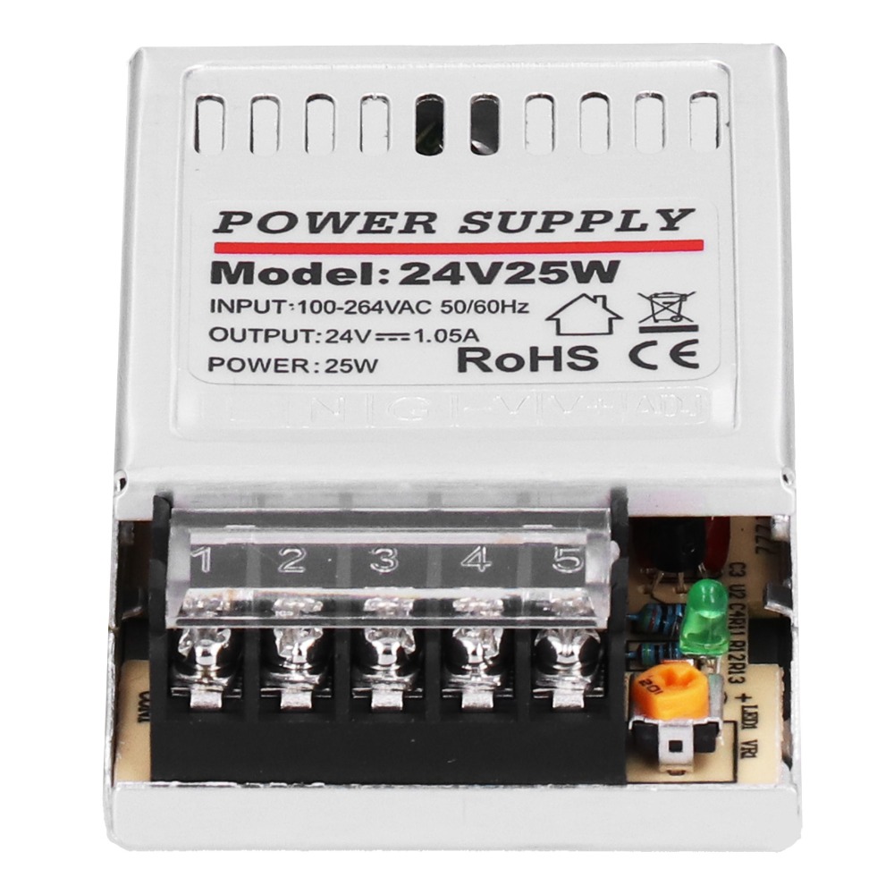 Safe Operation 25W DC 24V 1.05A Switching Power Supply Aluminum Alloy High Efficiency Power Transformer Small Size Short Circuit Protection Power Supply Driver Control Systems