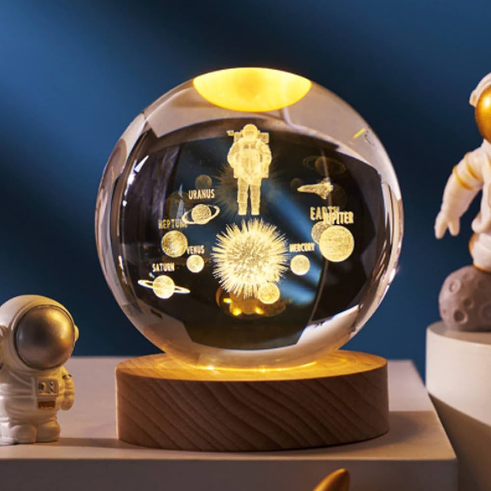 Crystal Ball For Astronaut Bedside Light Holiday Gift 3D Planetary Lamp Home Decor