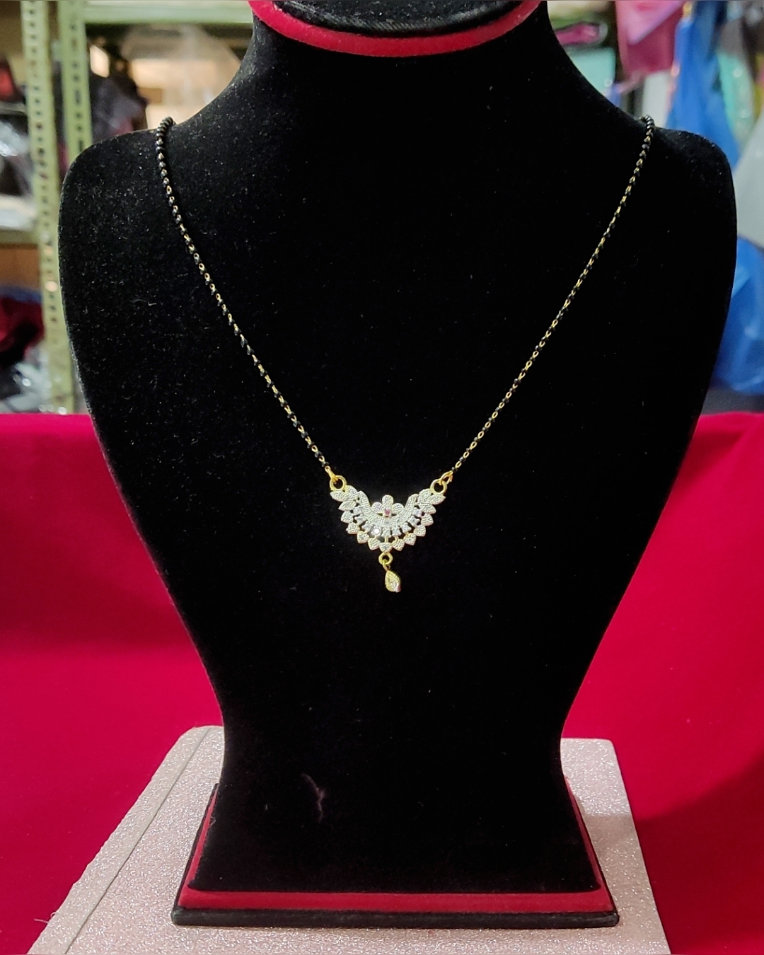 American Diamond Golden/Black new Designed Pendant Mangalsutra Necklace For Women