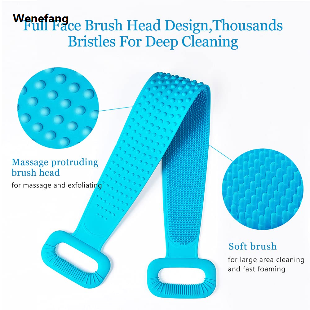 Wenefang Back Scrubber for Shower,Inmorven Bath Body Brush Silicone Back Brush Extra Long Exfoliating Body Scrubber with Handle Men Women