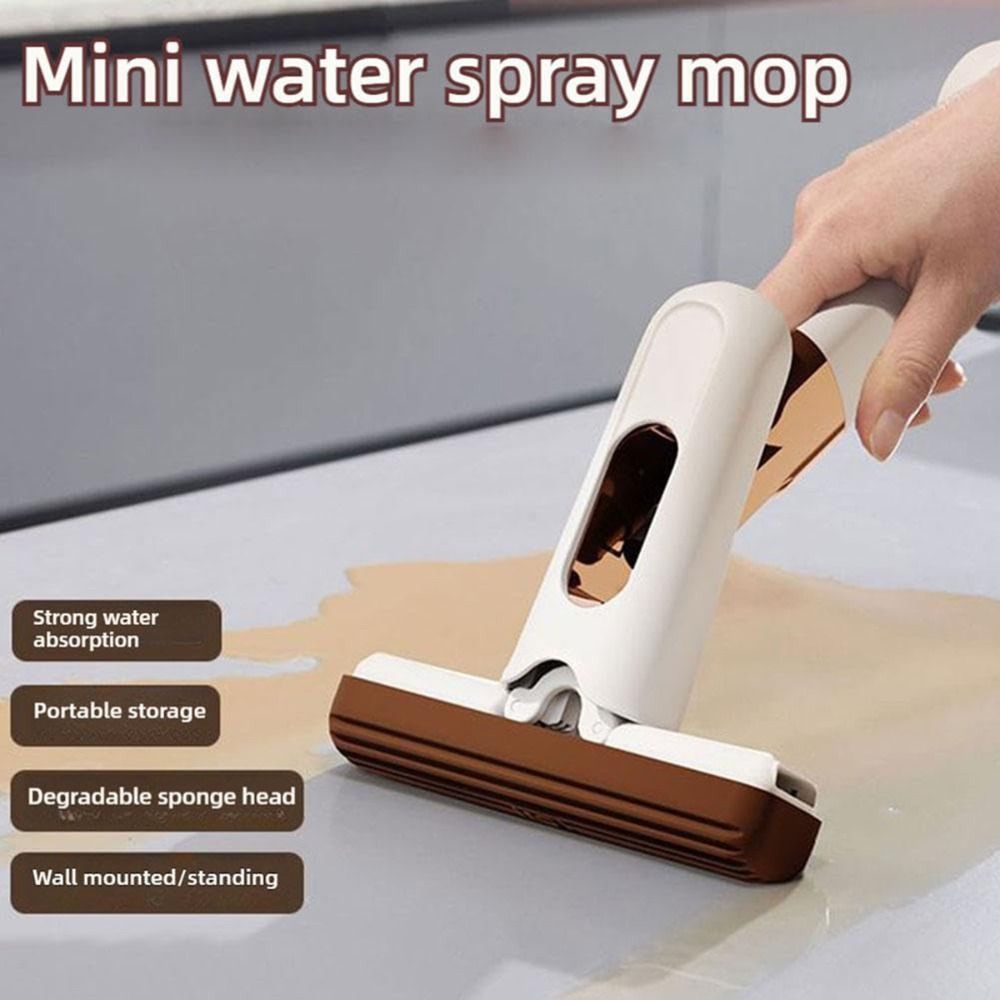 1/2/3Pcs Portable Foldable Water Spray Mop Hands-free Washing Water-absorbing Mini Desktop Mop Self-Squeeze Stand Style Kitchen Small Mops Household Tool