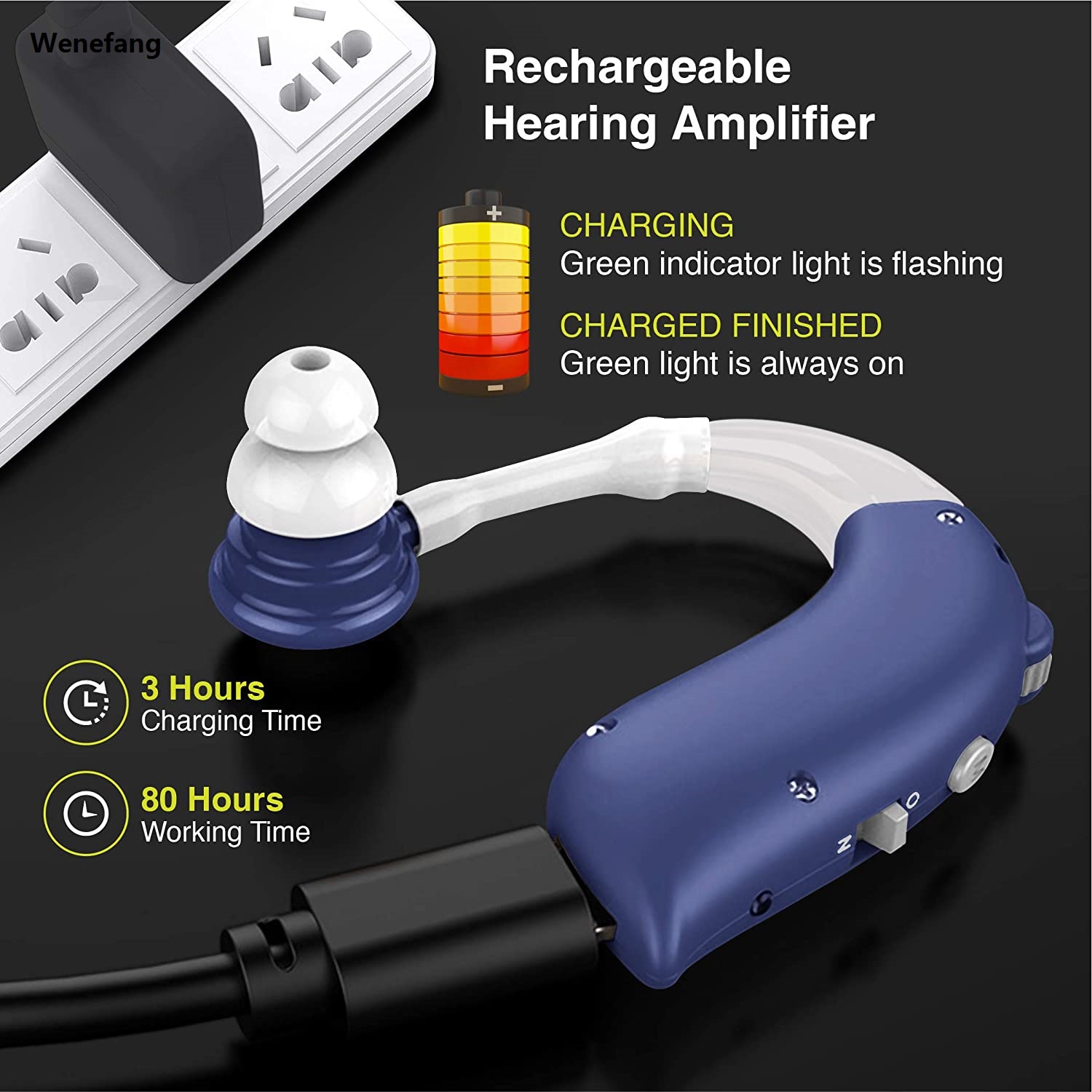 Wenefang 2024 new Cheap Rechargeable Hearing Aid Mini Device Ear Amplifier New Digital Hearing Aids BTE Elderly Ear Care Hearing Amplifier