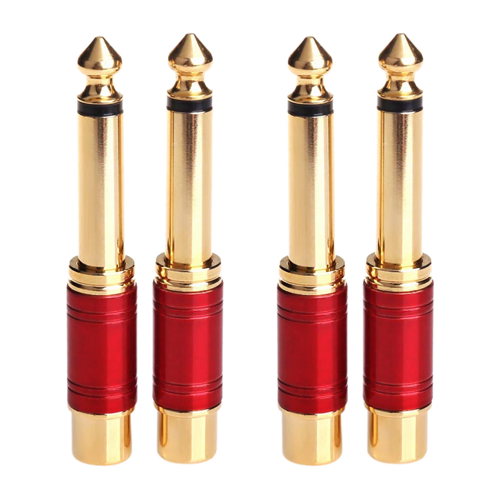 fasdaga 6.35mm 1/4 Inch Male Mono to Female Interconnect Audio Adapter Conversion Plug (Red 4 Pack)