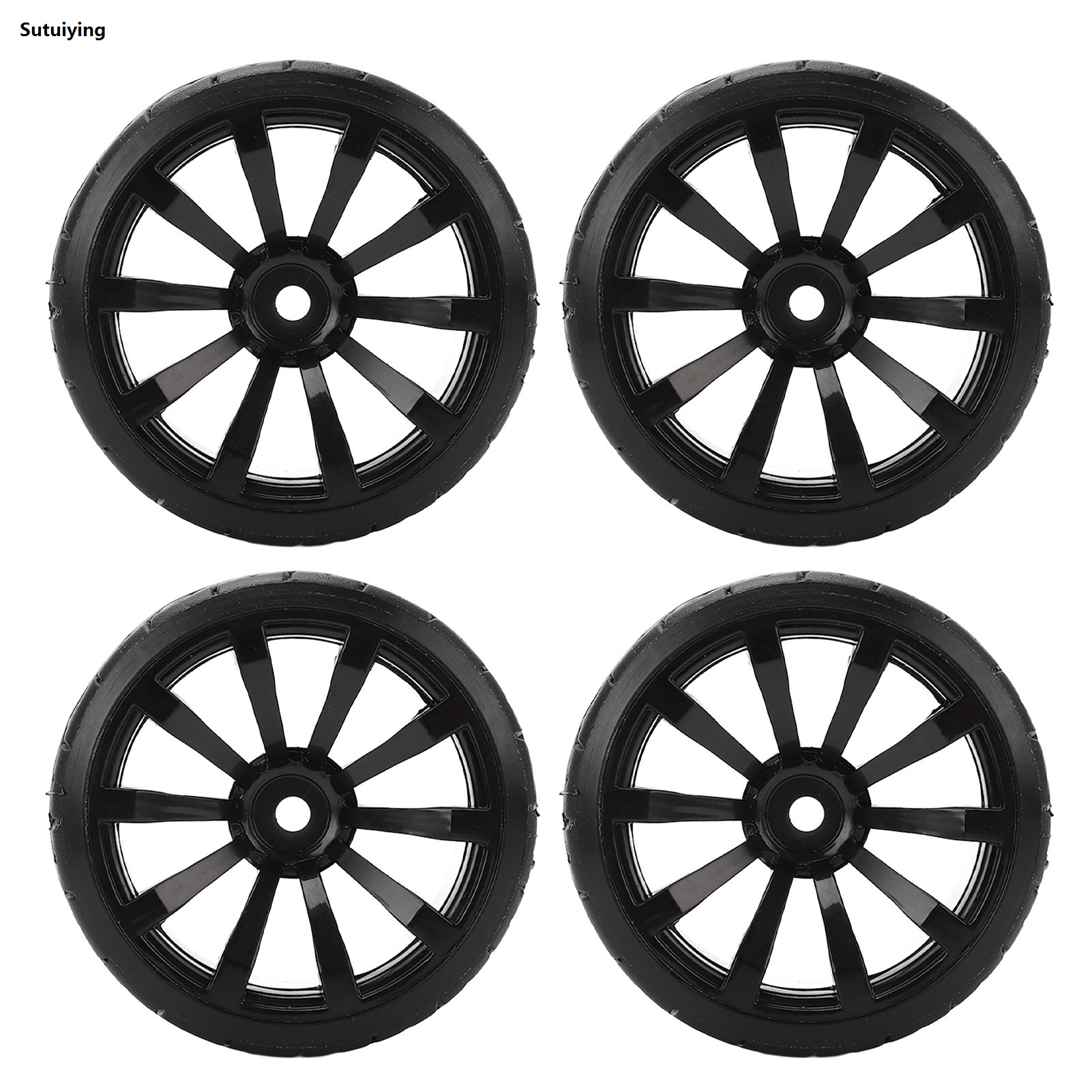 Sutuiying 4Pcs 1/10 Drift Car Tires Hard Tyre for Tamiya TT02 Hot Selling On Road Drifting Car RC Rubber Tires and Wheels Set