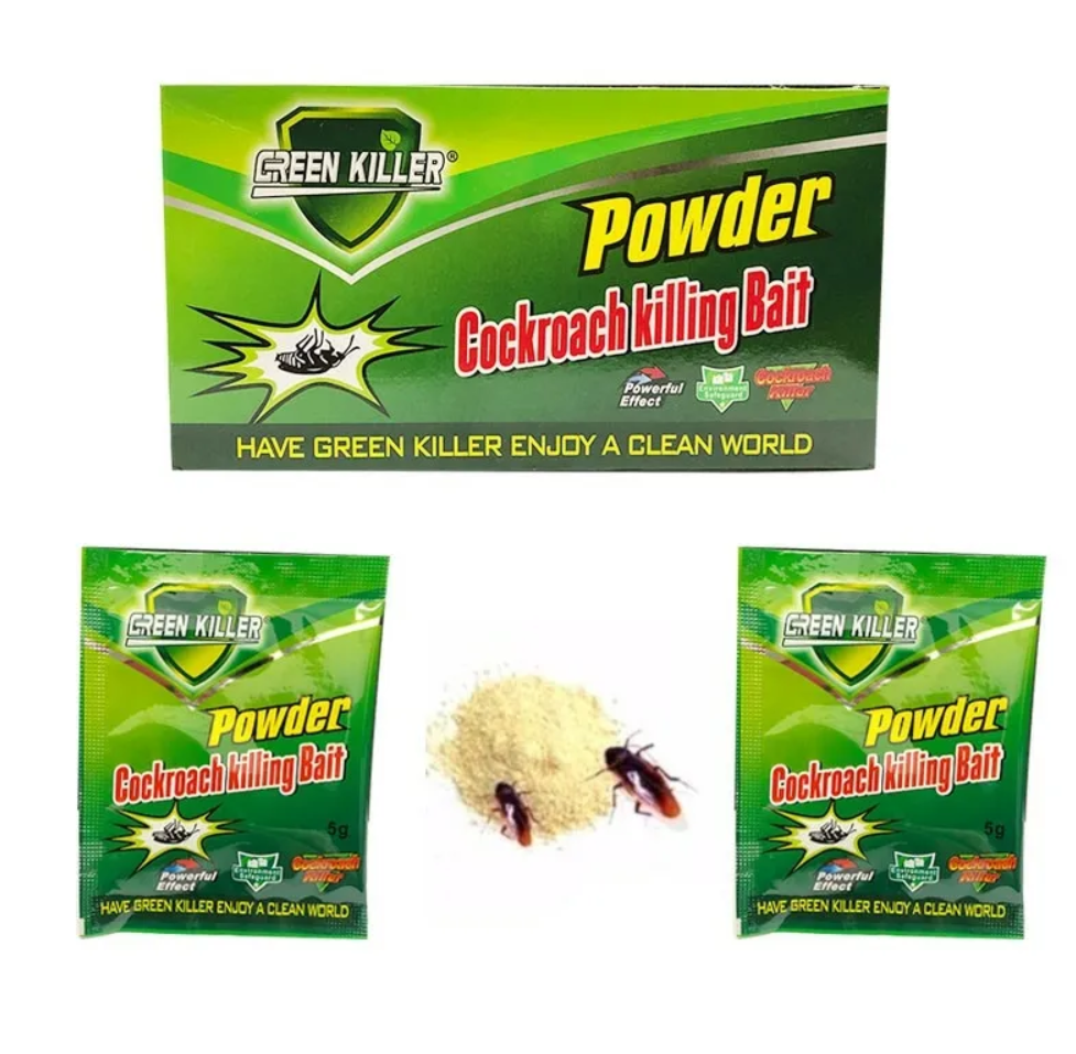 Green Killer Pest Control Powder for Cockroaches (Pack of 10) | Easy-to-Use Roach Bait Sachets