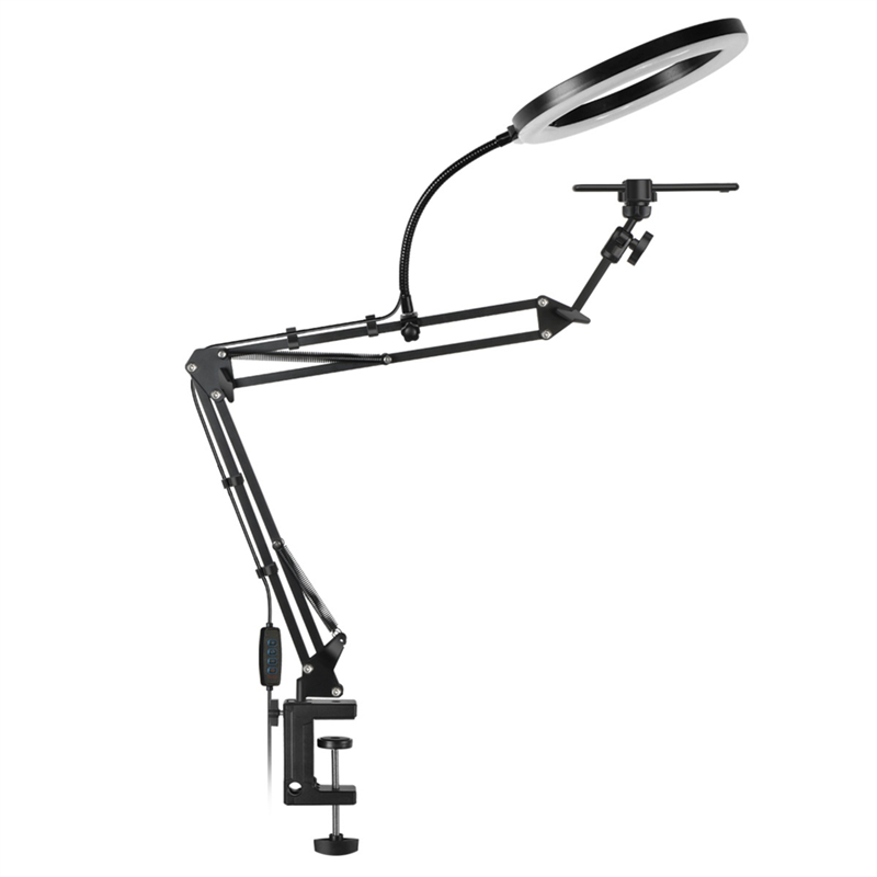 Video Conferencing Lamp Mobile Phone Live Broadcast Bracket Fill Light Adjustable Three Color Temperature,for Live Video Easy Install