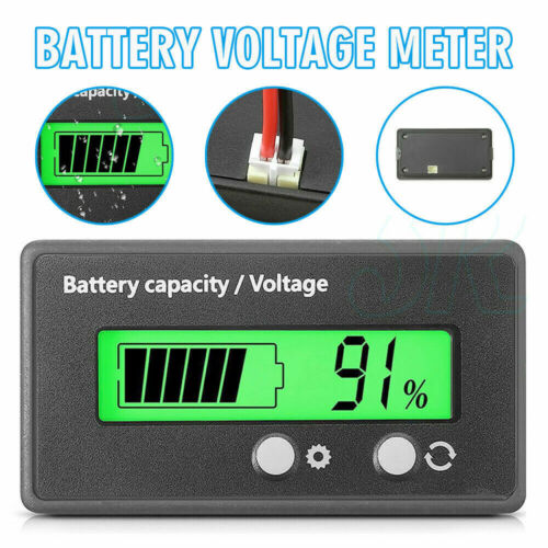 Battery Capacity Monitor 10-48V Battery Meter 12V 24V 48V Percentage Voltage