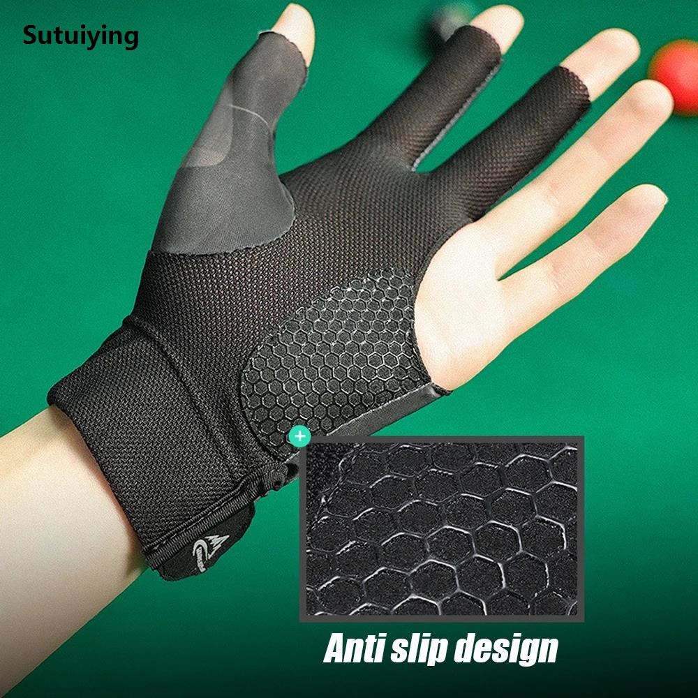 Sutuiying 1Pcs 3 Fingers Pool Gloves Left Hand Shooters Snooker Cue Sport Bargain price Glove Show Gloves Predator for Women Men Billiard Shooters