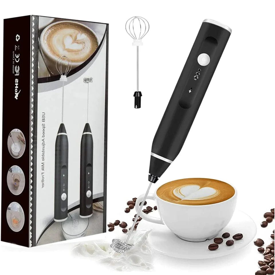 Type C Rechargeable Electric Milk Frother Handheld Coffee Frother Blender