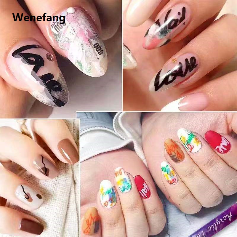 Wenefang 1PC Nail Art Graffiti Pen Colorful Quick Drying Painting Gel Polish (12pcs) Without Lamp Acrylic Graffiti Manicure Polish Tools-
