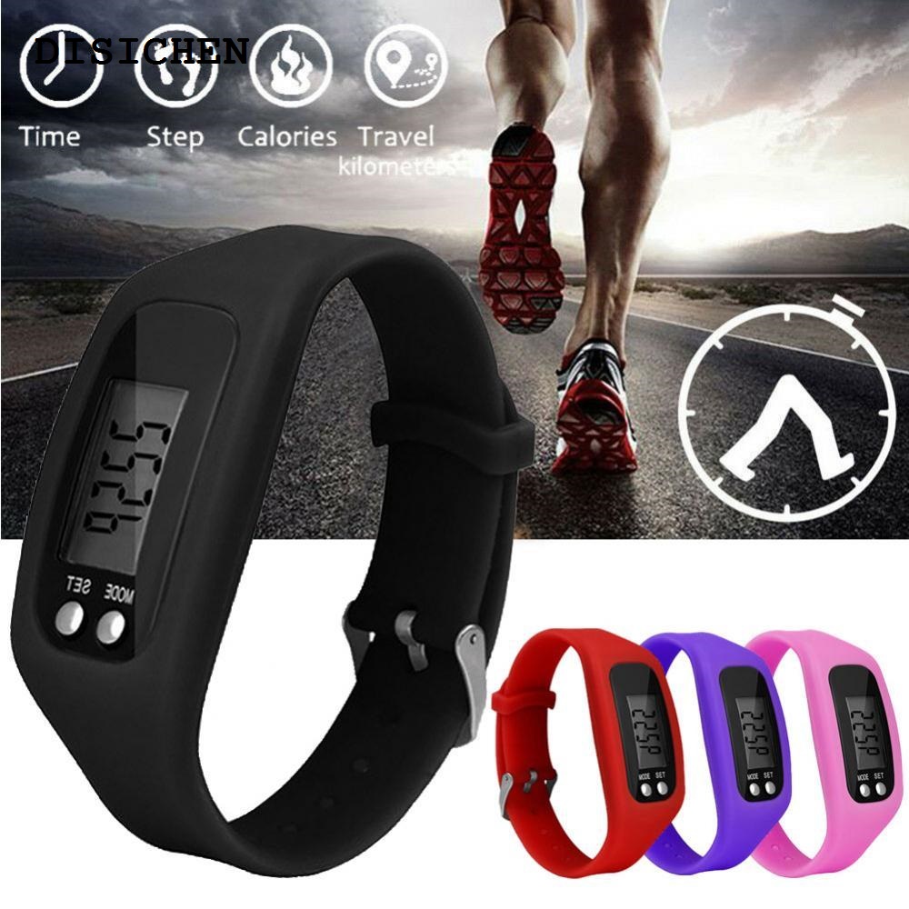 DISICHEN Pedometer Digital Step Counter Sport Running Silicone Calorie Watch Bracelet