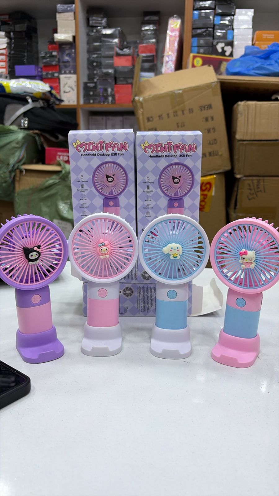 Mini Rechargeable Handheld Fan With LED Light , Portable Cute Cartoon Design Fan , Personal Cooling Fan For Travel, Office , Home & Outdoor Use (Compact & Lightweight)