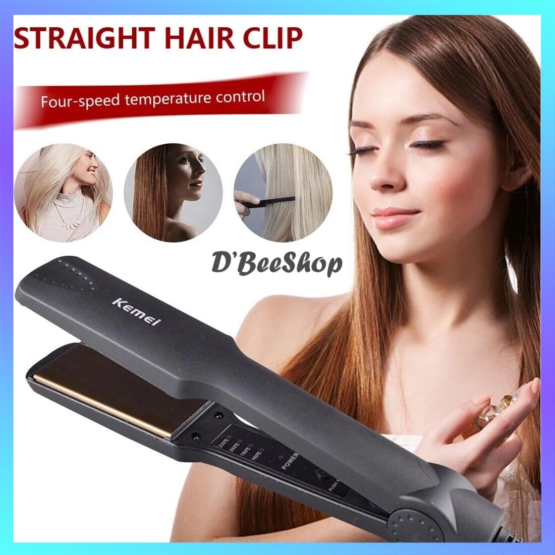 Kemei 2 In 1 Professional Hair Straightener Electric Hair Curler Malaysia Plug Flat Iron Negative Ion Hair Straightening Curling Iron Multifunctional Styling Tool