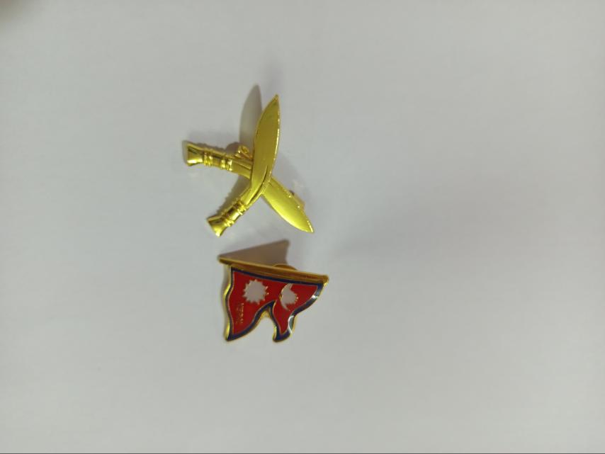 Nepali Flag And Criss Cros Khukuri Pin For Coat, Tie And Cap For Men