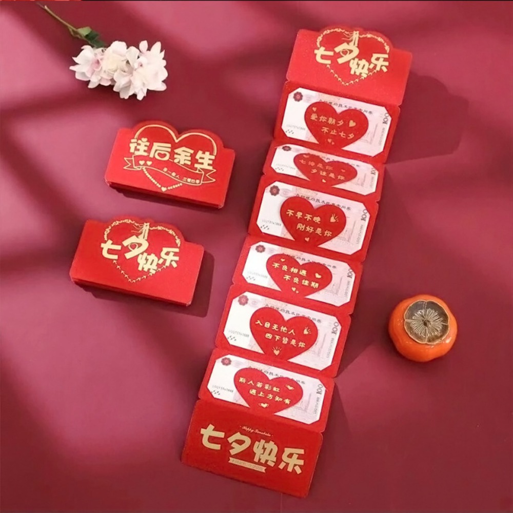 Gift Cards 6/10 Cards Red Envelope Greeting Card Folding HongBao Money Envelope Best Wishes Red Pocket Birthday Party