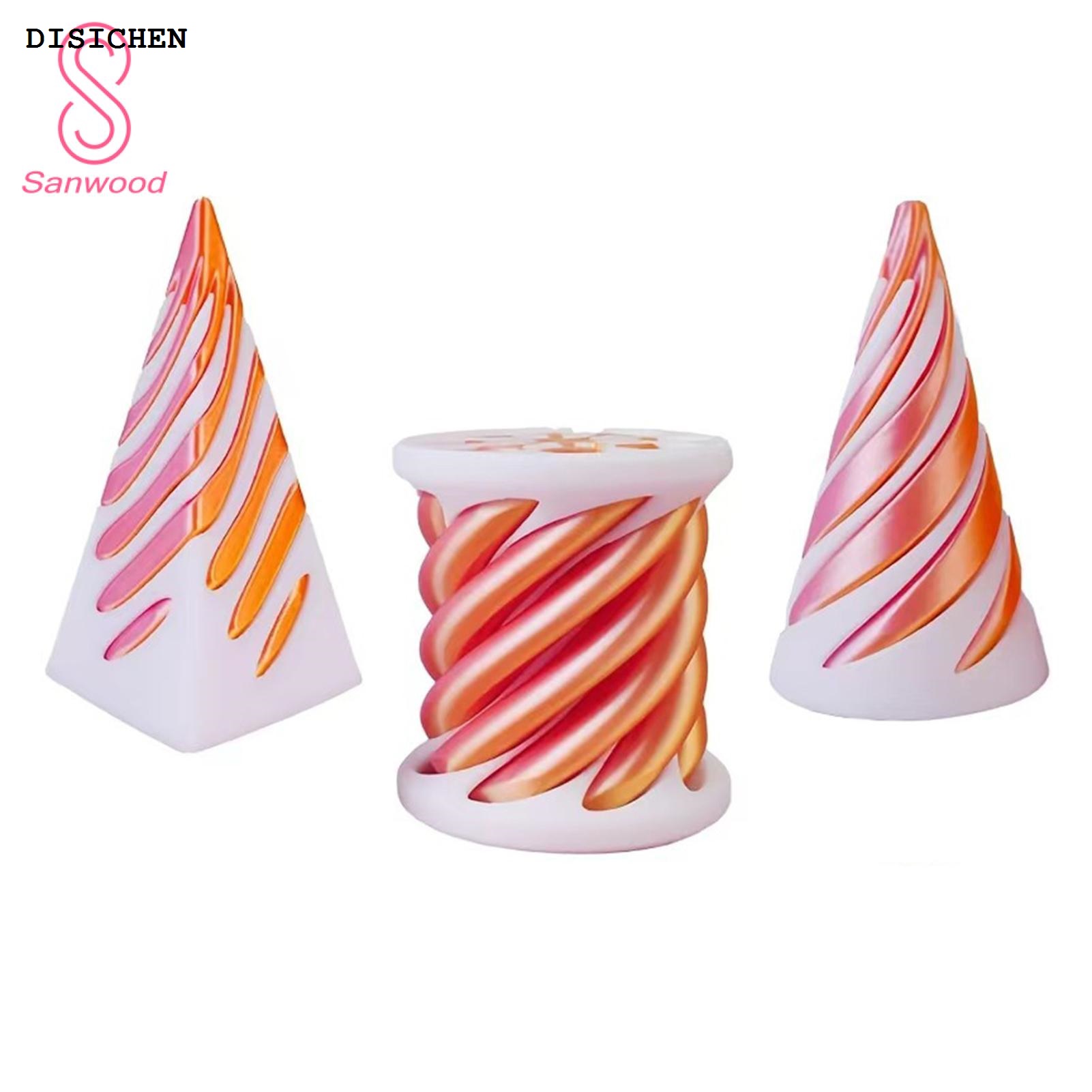 DISICHEN New Spiral Cone 3d Printed Spiral Cone Pyramid Fidget Set for Stress Relief Educational Mini Figurine for Kids Adults Anxiety Relief Sculpture Mini Spiral