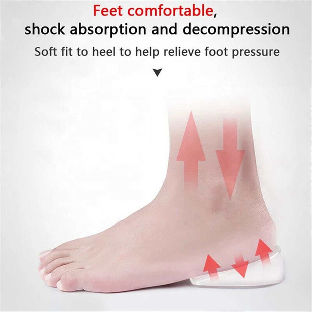1 Pair 1~3cm Soft Lift Up Invisible Heel Insert Pad Height Increase Shoe Insoles Taller Silicone Gel