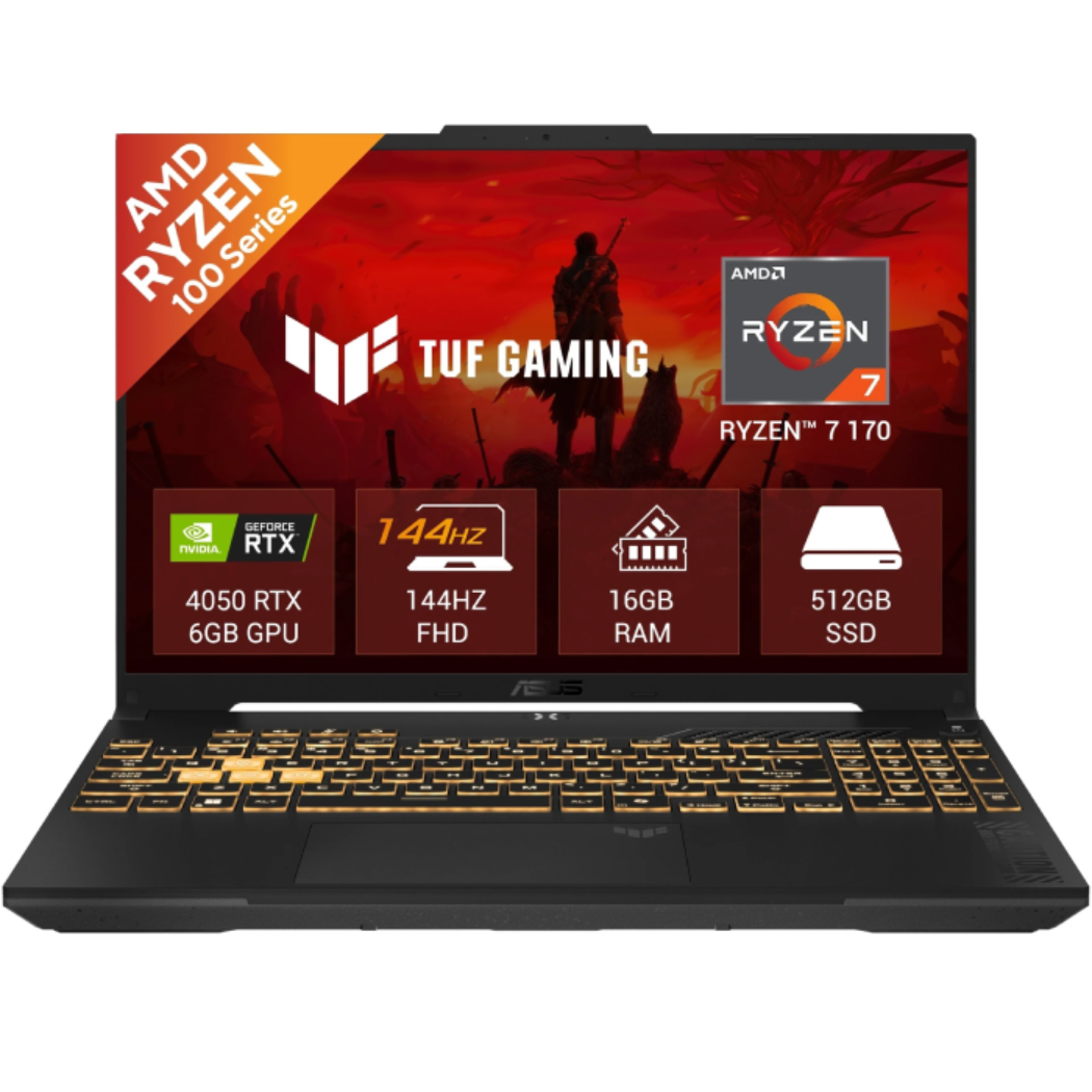 ASUS TUF GAMING A16 FA607NUQ - 16'' FHD - AMD R7-170 | 16GB DDR5 | 512GB PCIE G4 SSD | RTX 4050 - 6GB | Windows 11 | RGB Backlit | Backpack | Mouse | Mecha Gray | 2 Year Int'l Warranty | 1 Year Perfect warranty - Nagmani International Pvt. Ltd