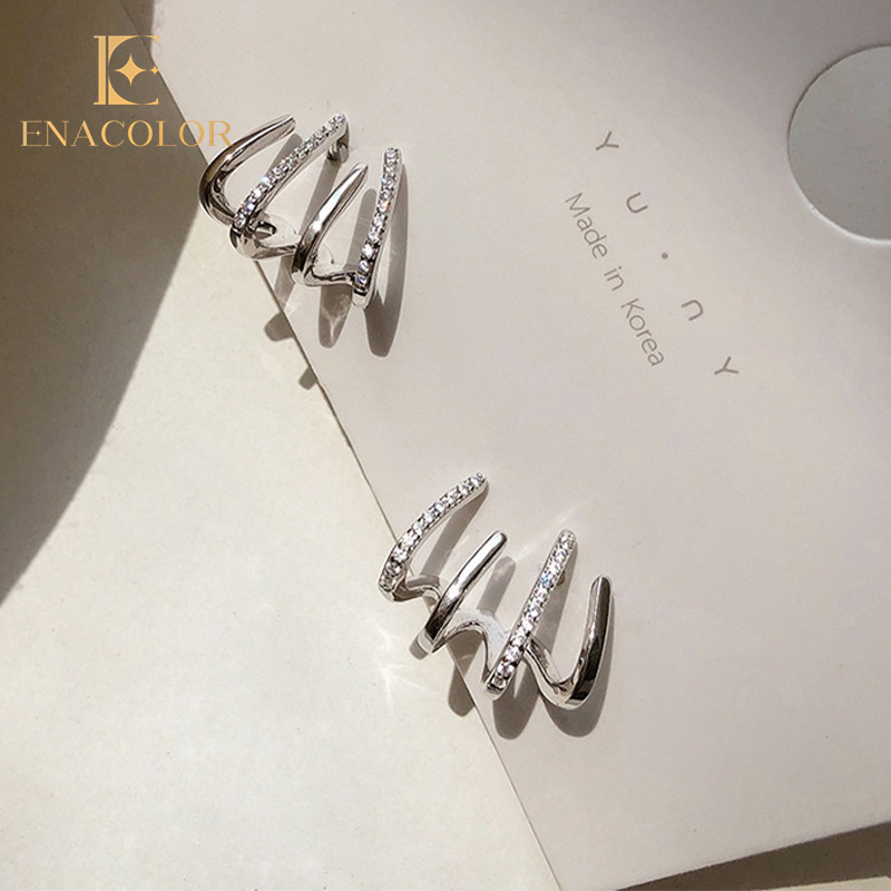 Enacolor S925 Silver Needle Korean Elegant Metal Earrings for Women Girls