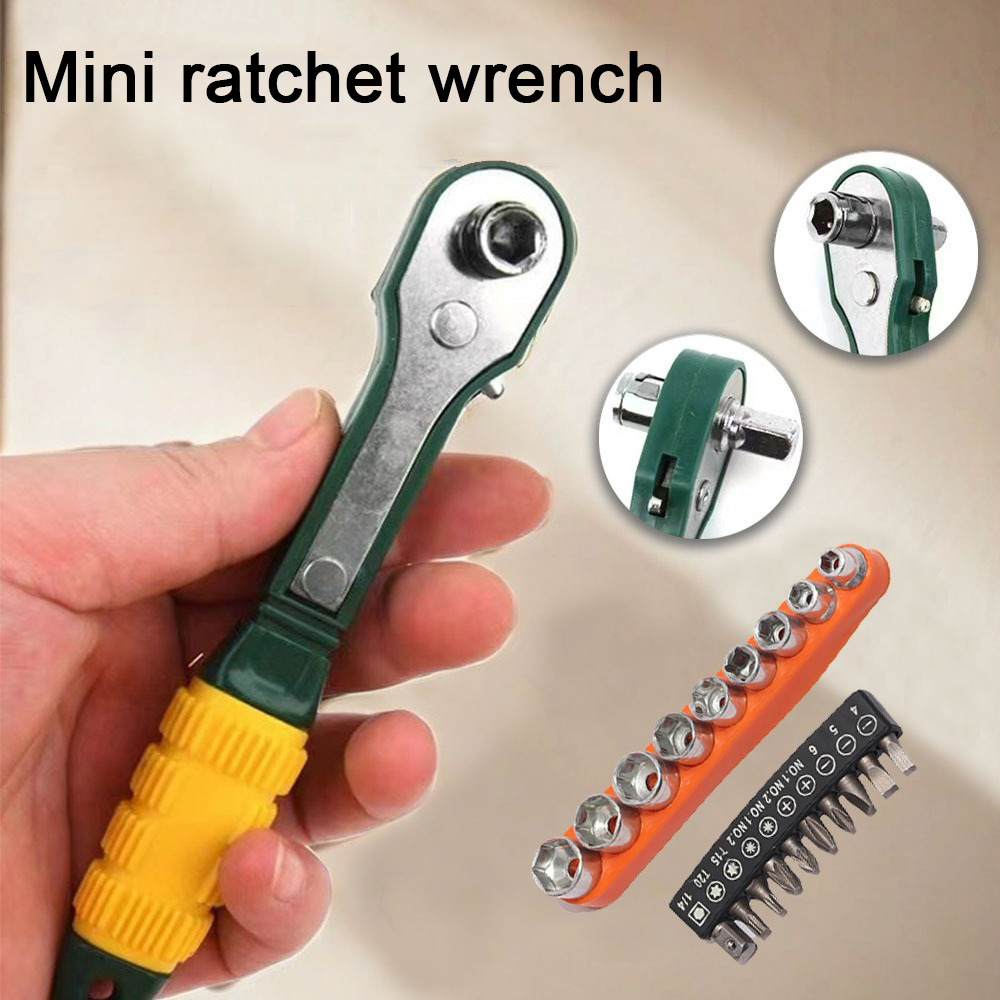New Steel Ratchet Screwdriver L-shaped Adjustable Turning Wrench Durable Mini Two-way Screwdriver Home