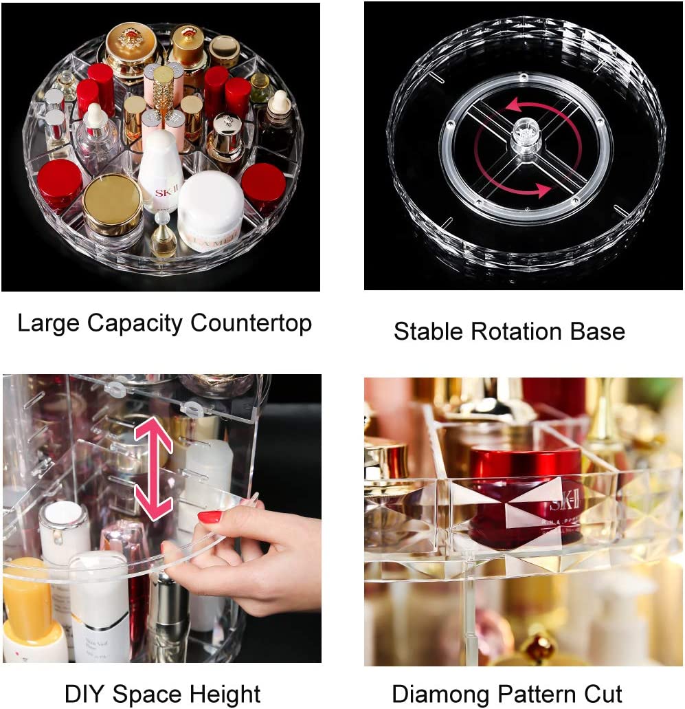 NEW Pattern acrylic multi-purpose device cosmetics storage 360 rotating diamond cosmetics storage