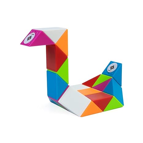 QYtoys Magic Snake Rainbow Puzzle Cube (24 Wedges) | Twist and Turn Shape Creation Fun Game for Kids Boys Girls and Adults | Multicolor Brain Teaser Stress Buster Toy | for Ages 3 Years and Above