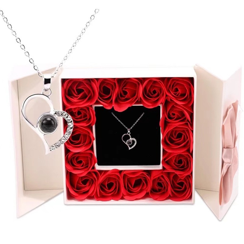 【Mega Sale】Hot mining 100 I love you projection female high sense heart pendant male
