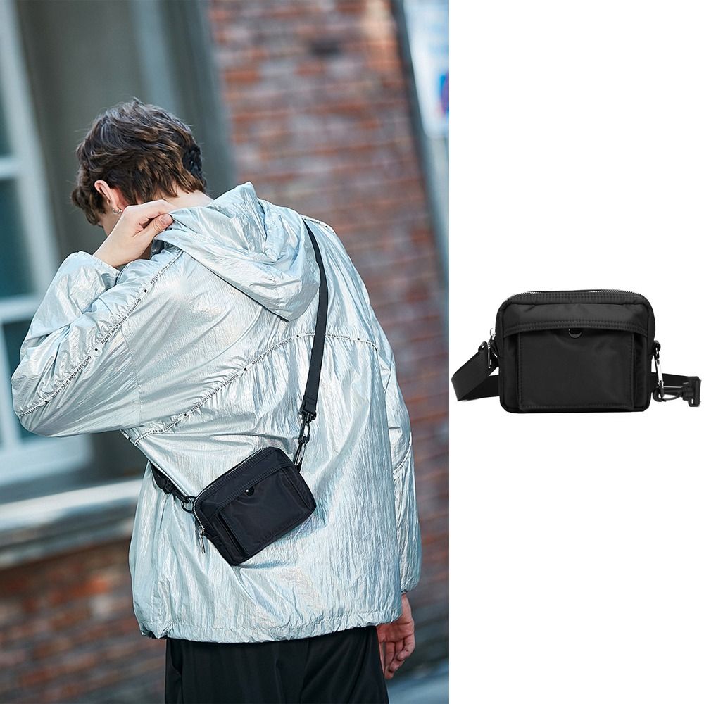 Casual Black Shoulder Bag Mini Design Nylon Crossbody Bag Waterproof Japanese Style Man Murse Unisex