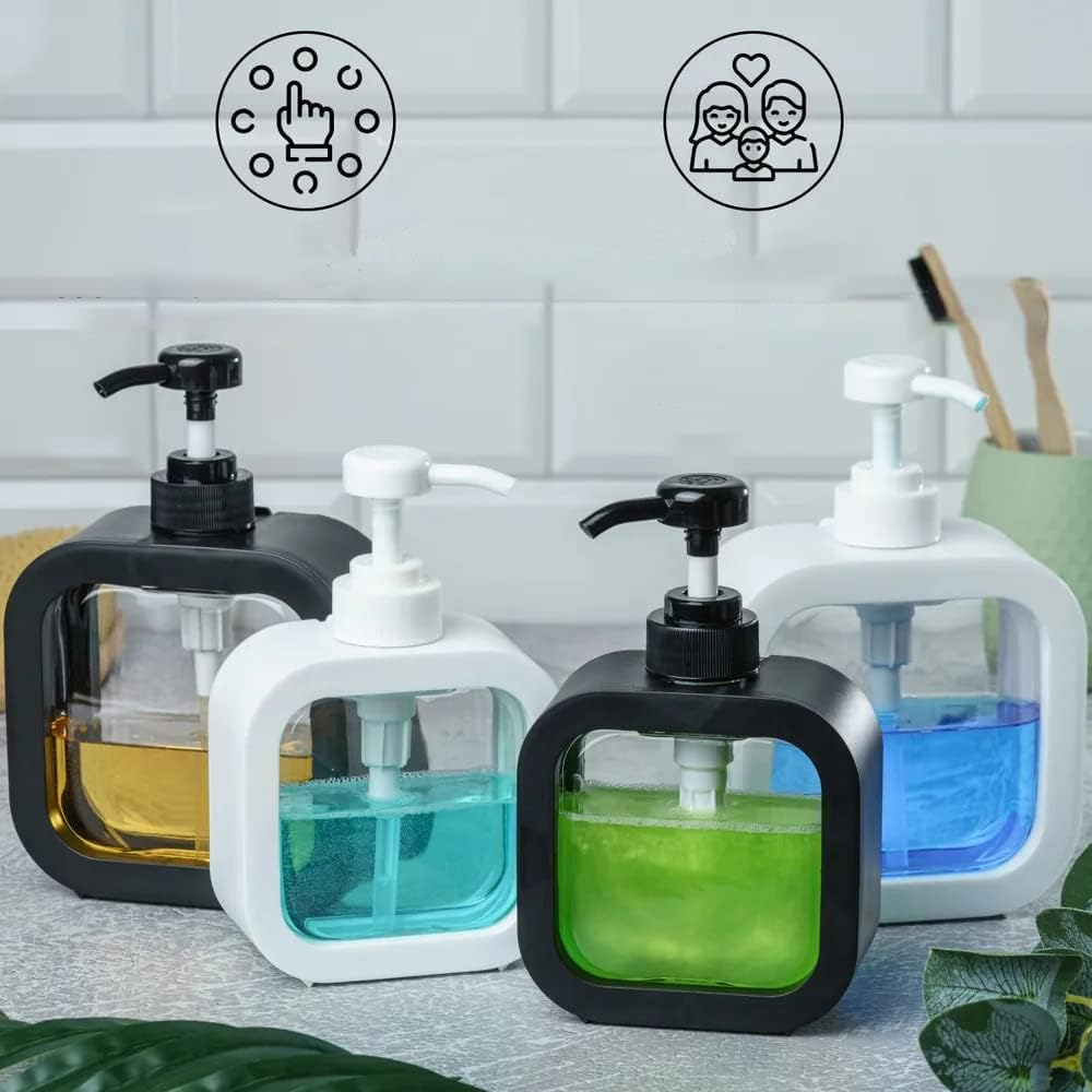 Prime Picks Premium 380ml Transparent Soap Dispenser | Refillable Liquid Hand Wash Pump Bottle | Bathroom & Kitchen Soap Dispenser for Shampoo, Conditioner, Shower Gel, Dish Soap, Lotion & Detergent