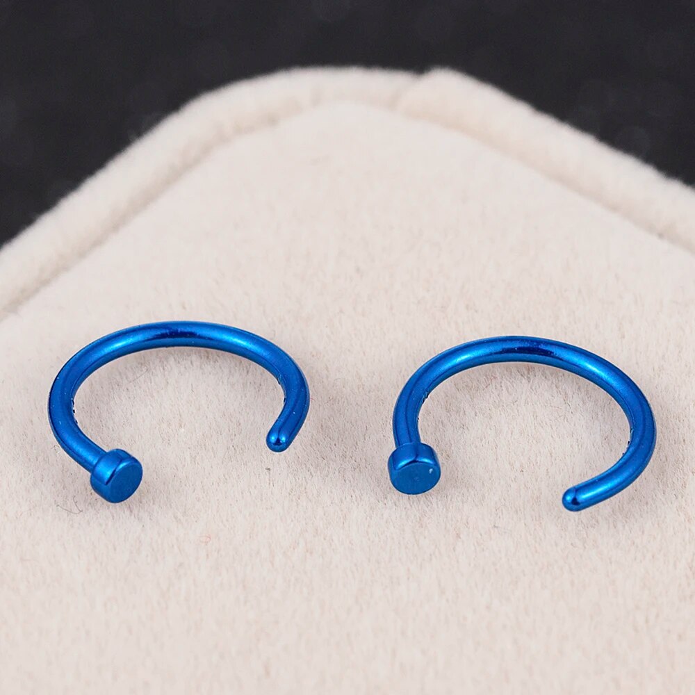 HOT 2023 NEW 2pcs Hot Stainless Steel Nose Open Hoop Ring Earring Body Piercing Jewelry 4Color Black Gold Nose Rings nose stud