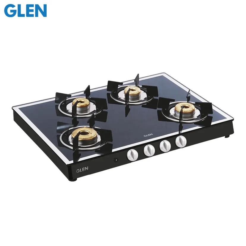 Glen 3 Burner Built in Glass Hob with Double Ring Forged Brass Burner Auto Ignition
