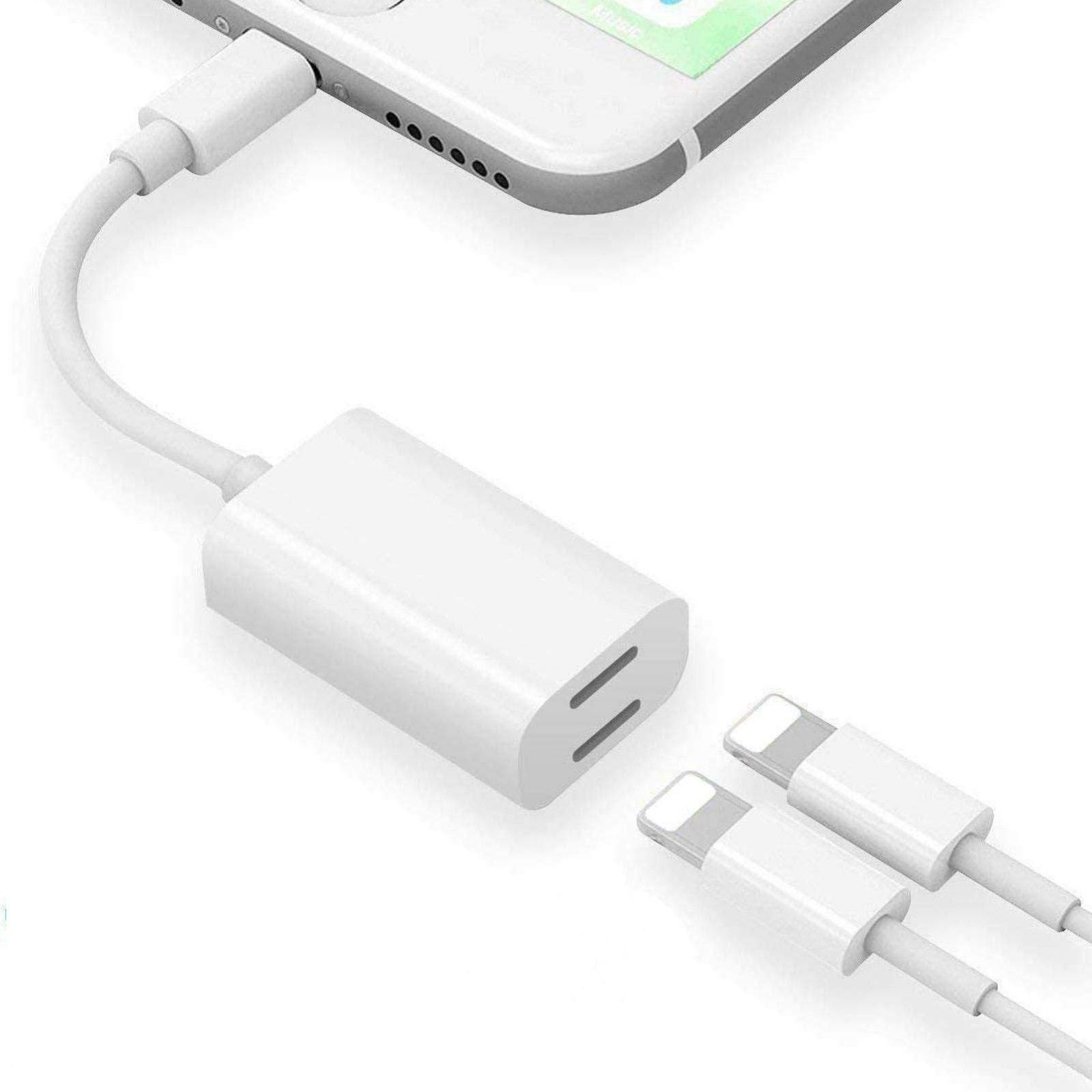 Dual Lightning Adapter Connector,2 In 1 Headphone Audio+Charge Double Lightning Splitter,Support 11 And Later