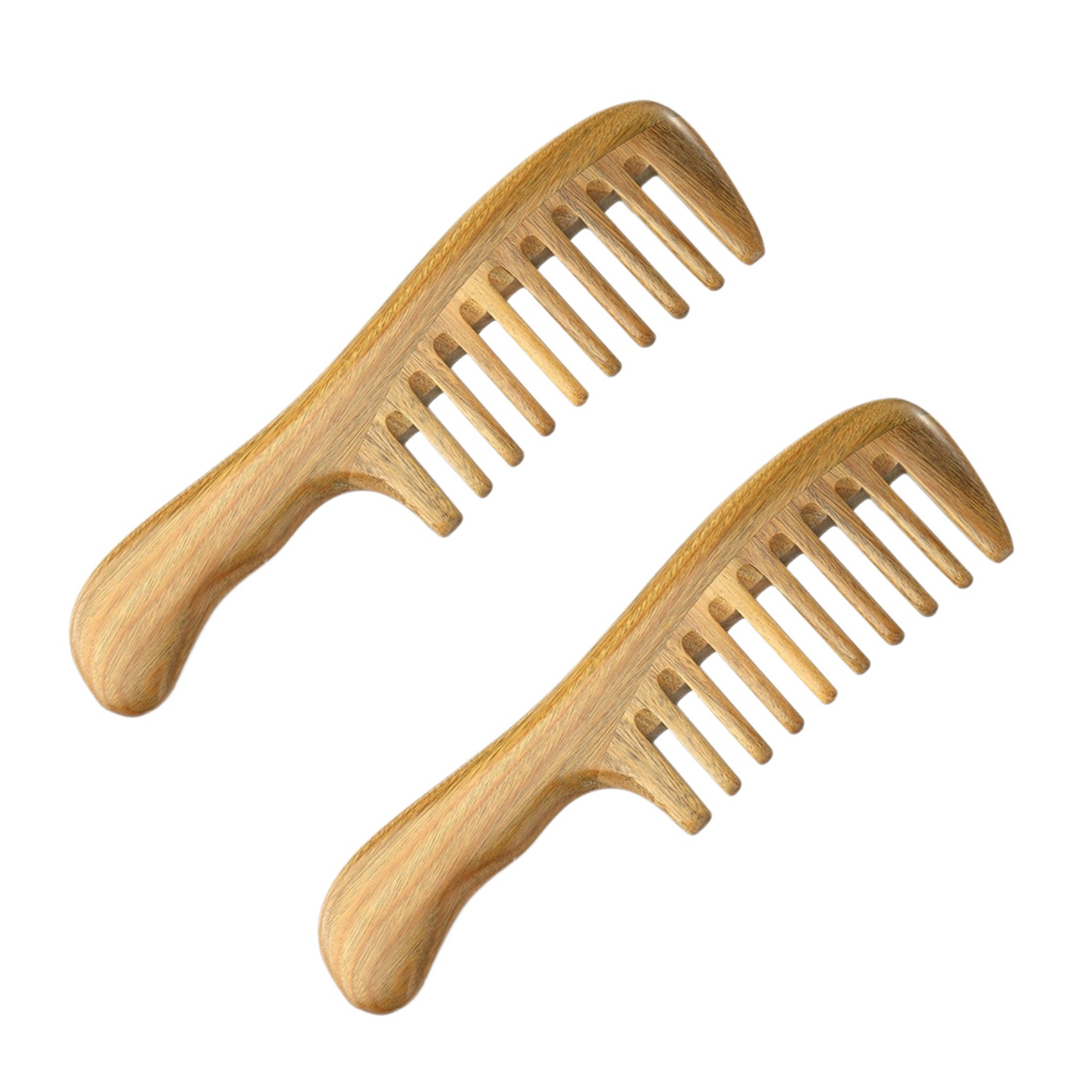 JINMY 2X Wide Tooth Natural Sandalwood Hair Comb- No Static Wooden Detangling Comb with Smooth Handle