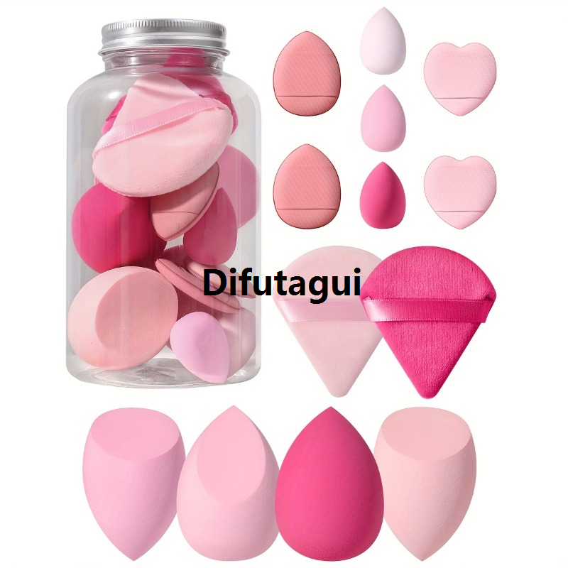 Difutagui 13 PCS Face Makeup Tool Set With Organizer, Beauty Eggs Pieces 2025 New Of Fan Puffs Mini Beauty Eggs Thumb Puffs, Makeup Sponge