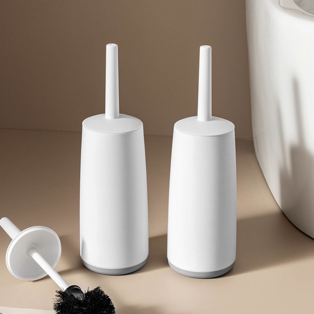 reusable Soft Bristle Toilet Brush With Base Long Handle Standing Base Toilet Cleaning Brush Space Saving Compact Toilet Scrubber Deep Cleaning