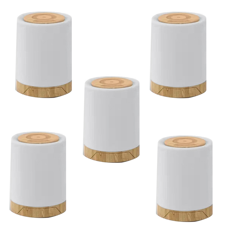 NAMUNY 5X LED Bedside Lamp Dimmable with 7 Colours and 4 Modes Wood Grain Night Light USB Rechargeable Table Lamp