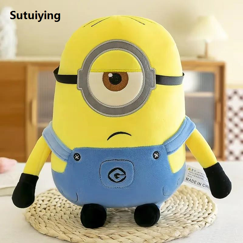 Sutuiying Cute Minions Movie Characters Yellow Plush Toys Bob Stuart In Profesional Jeans Soft Dolls Toys Hobbies Christmas Birthday Gift 1pcs